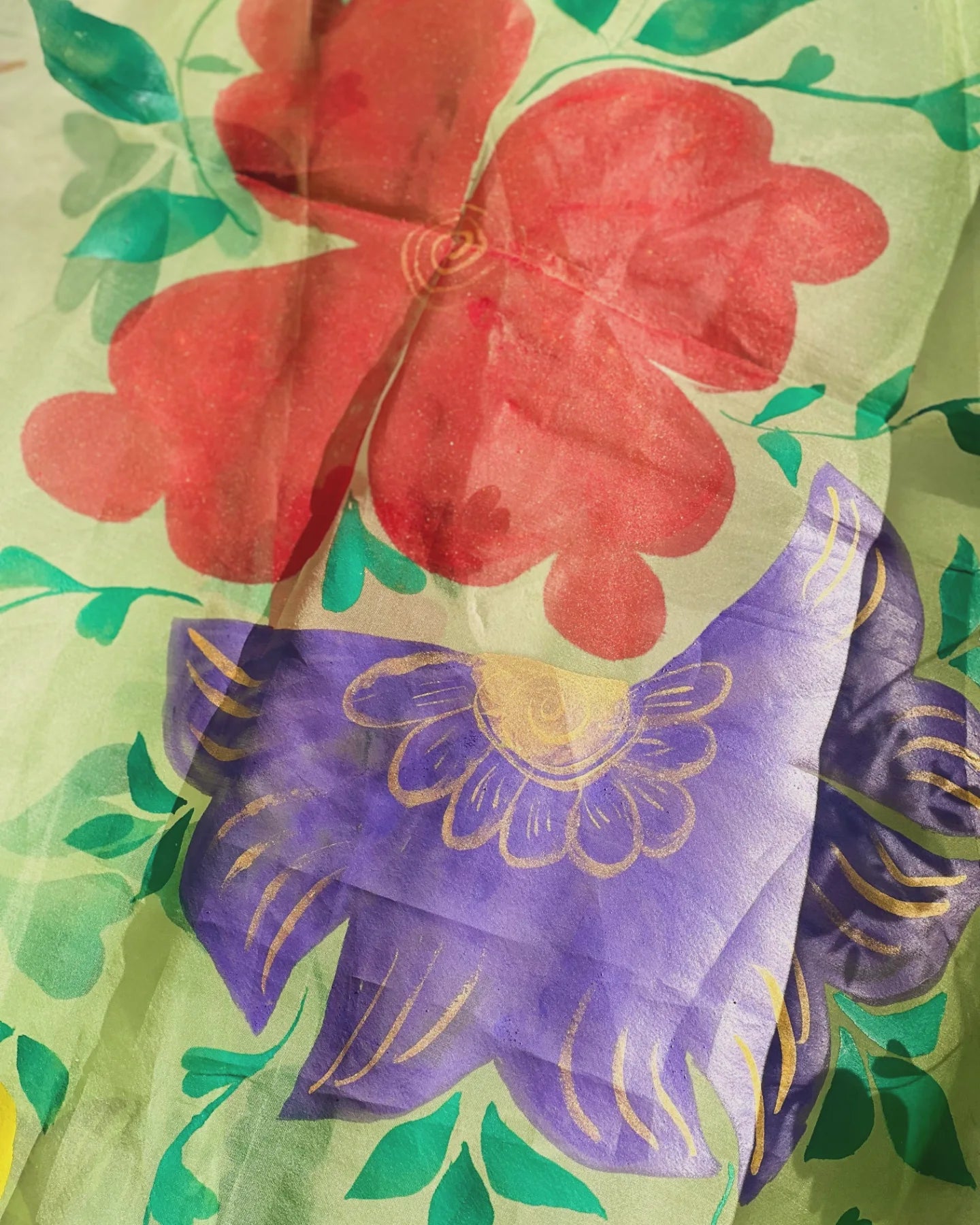 Bulbul | Hand-Painted Organza Dupatta | kalamnkora.com