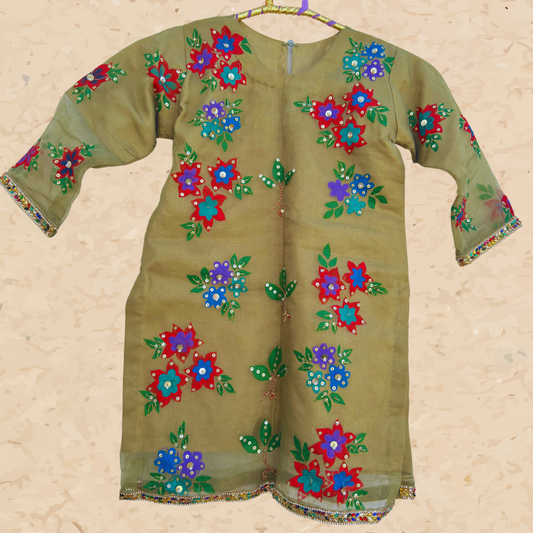 Mehndi Magic Kids' Shirt | Hand-Painted & Embellished Desi Delight|kalamnkora.com